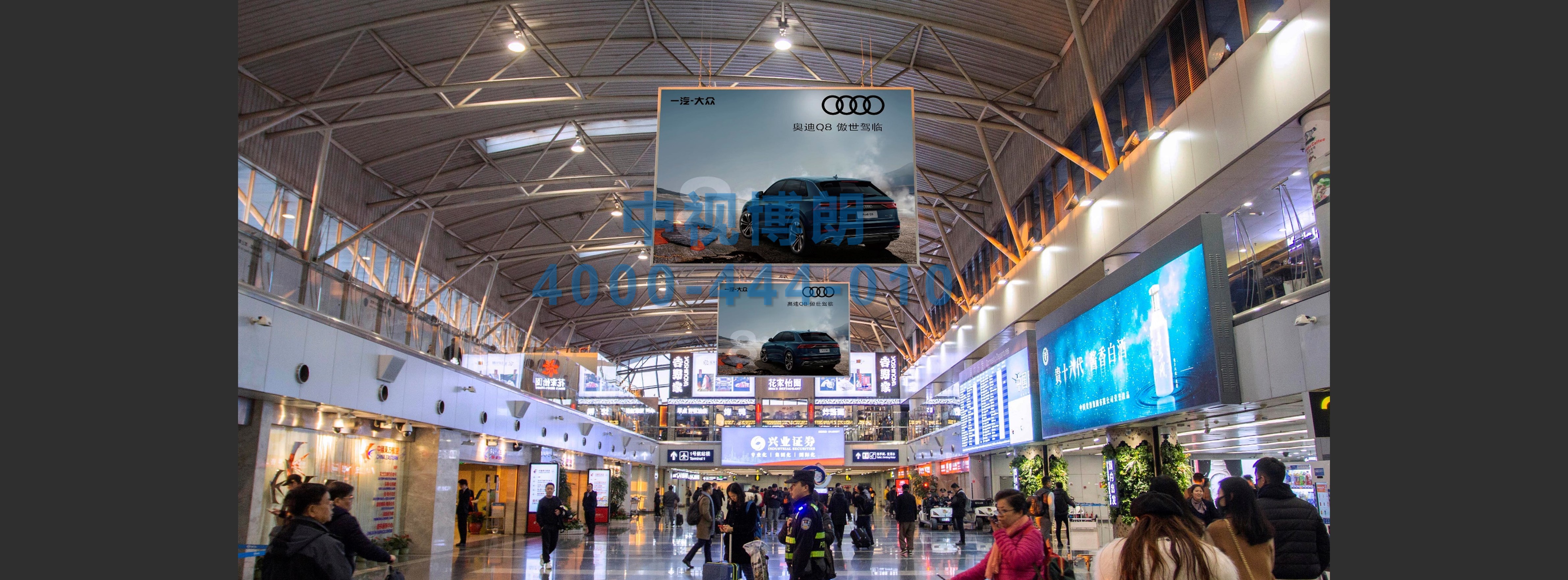 北京首都机场广告-T2国内国际值机厅3幅吊旗