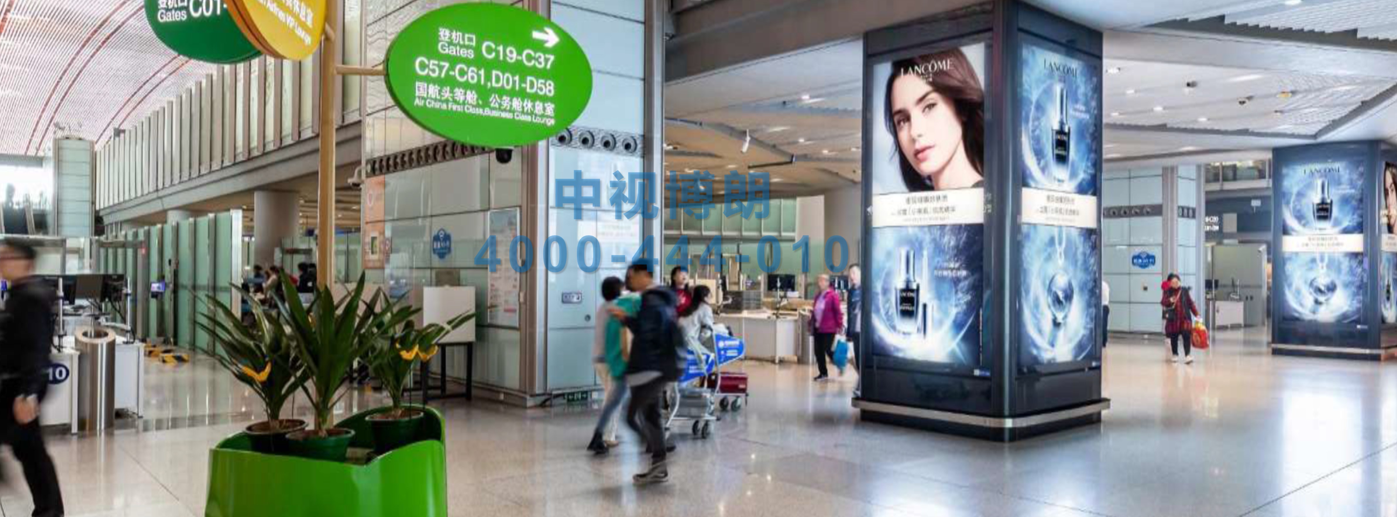 北京首都机场广告-T3C出发成对四面包柱灯箱