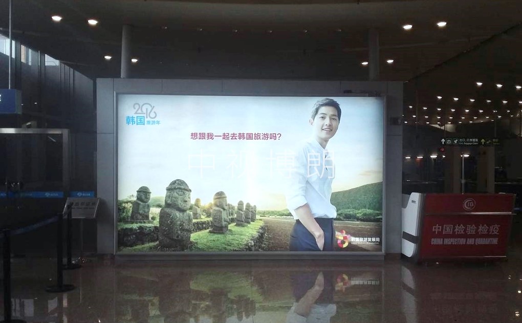 北京首都机场广告-T2国际到达通廊灯箱D170