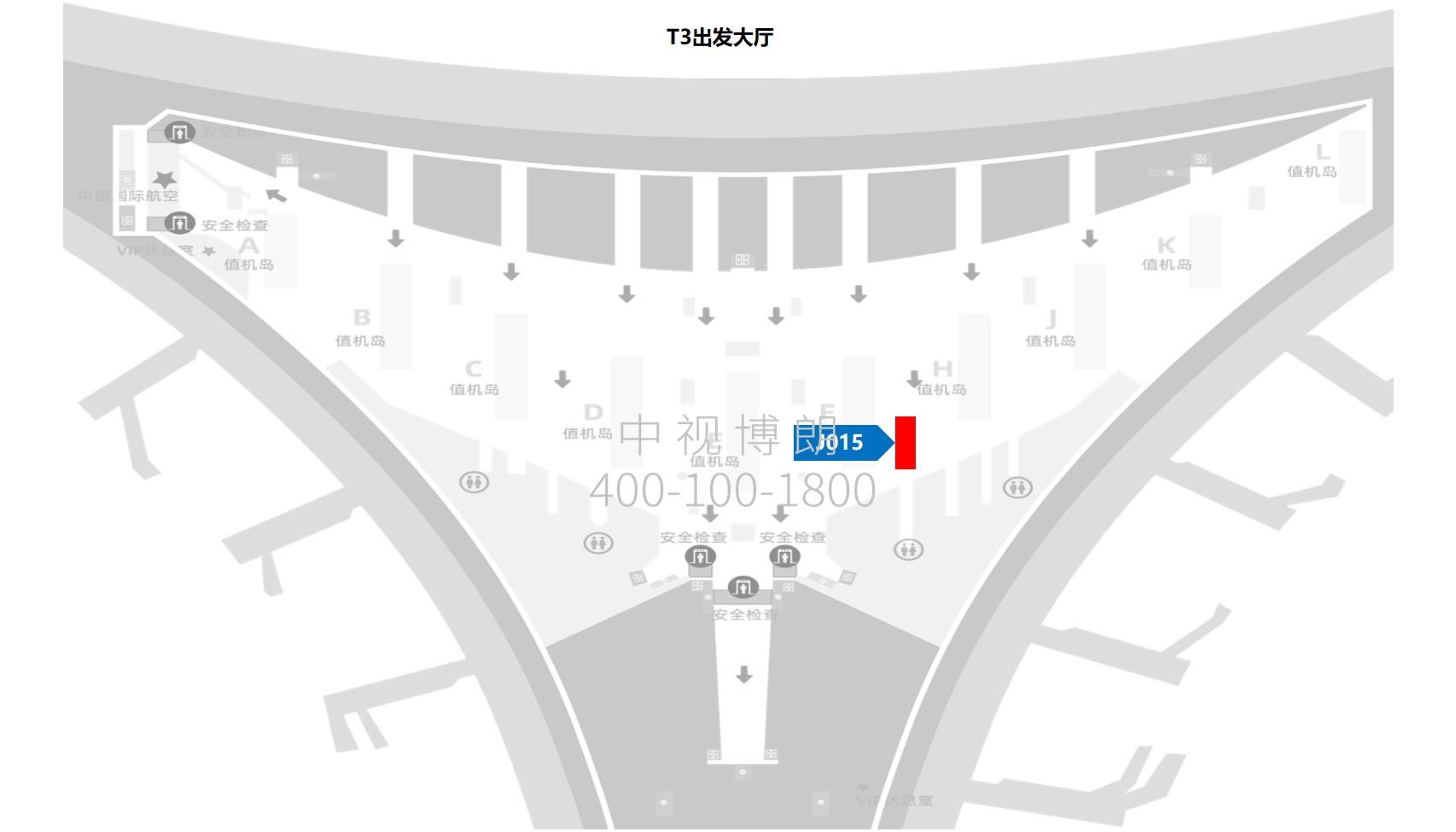 首都机场广告-T3出发大厅图腾灯箱J015点位图