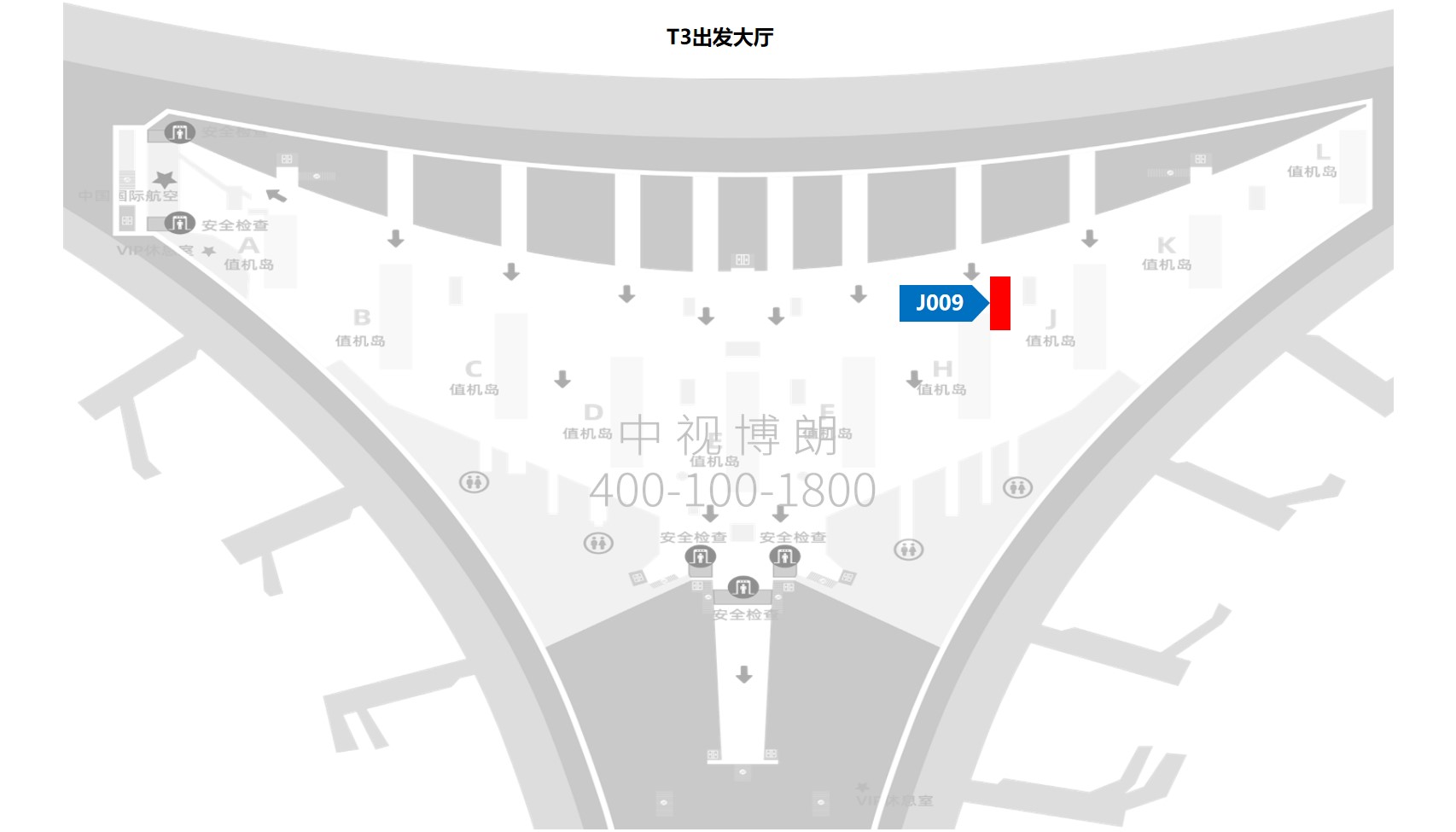 首都机场广告-T3出发大厅图腾灯箱J009点位图