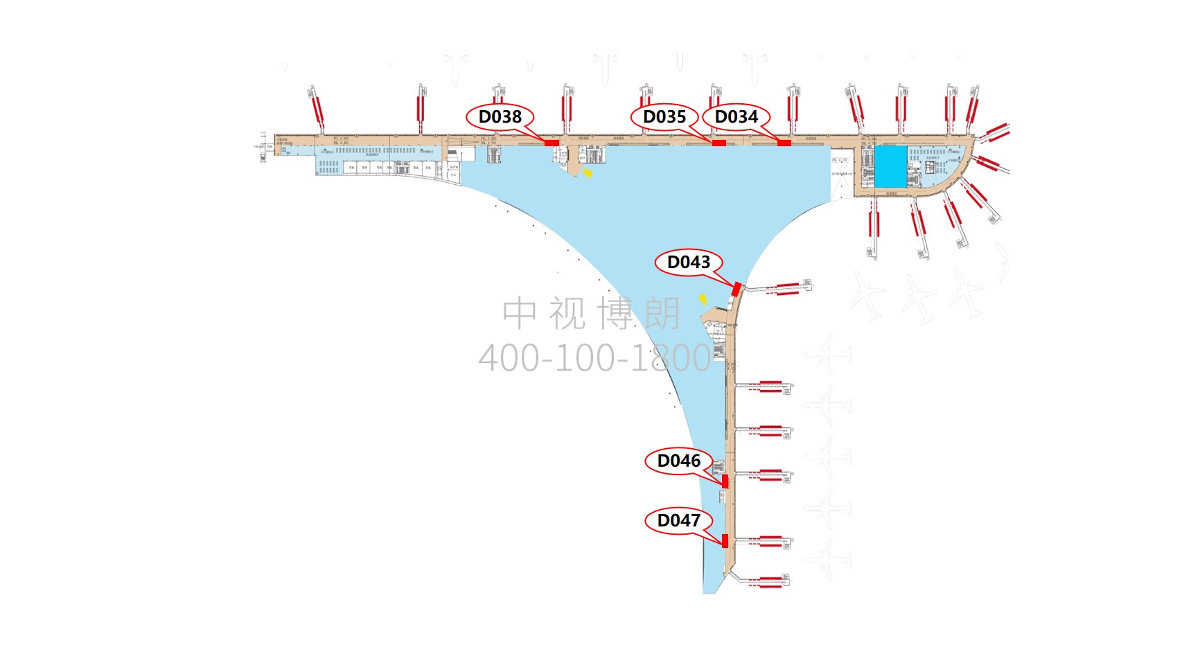 长春机场广告-到达通廊灯箱D034-47点位图