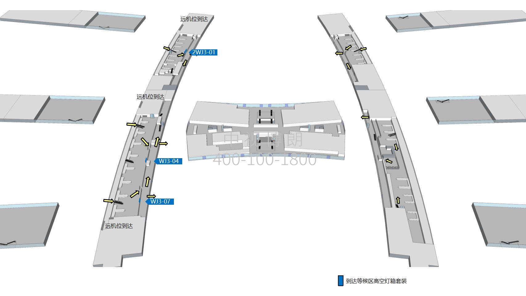 广州机场广告-T1到达迎客厅高空灯箱套装1-3点位图