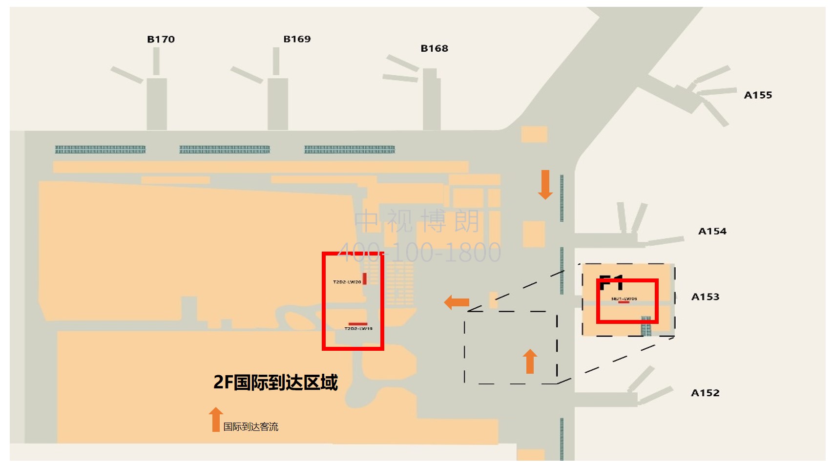 广州机场广告-T2国际到达海关后方灯箱套装2点位图