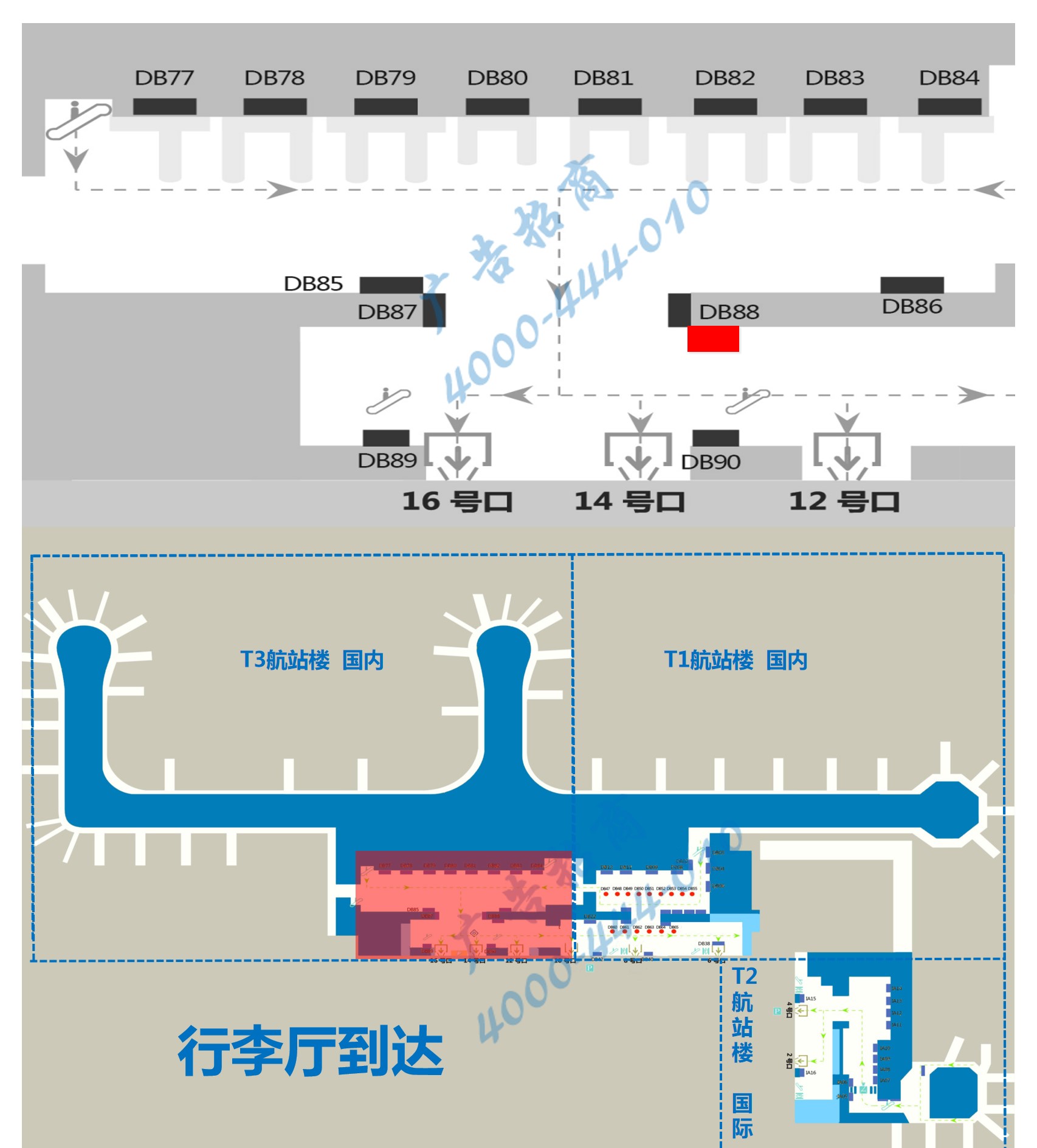 杭州机场广告-T3迎客厅灯箱DB91点位图