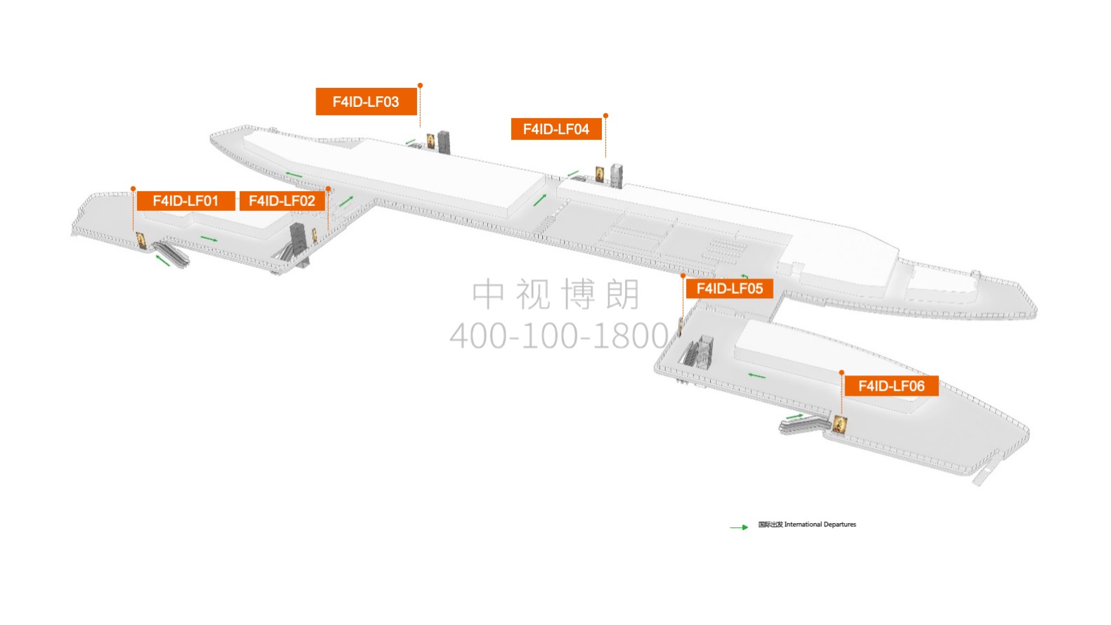 海口机场广告-T2国际出发大厅灯箱套装LF01-06点位图