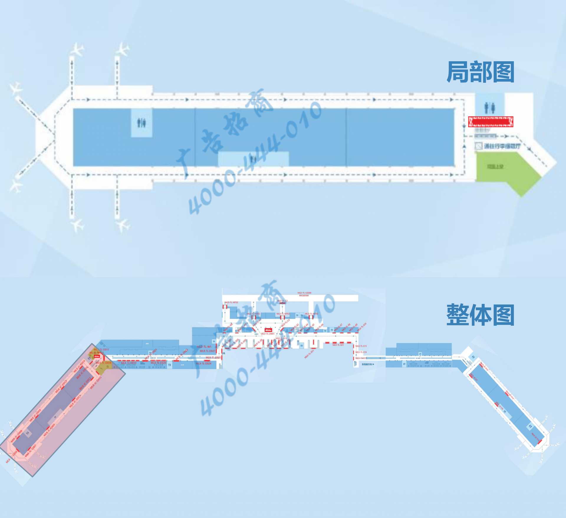 海口机场广告-T1到达西侧通廊扶梯灯箱D016点位图