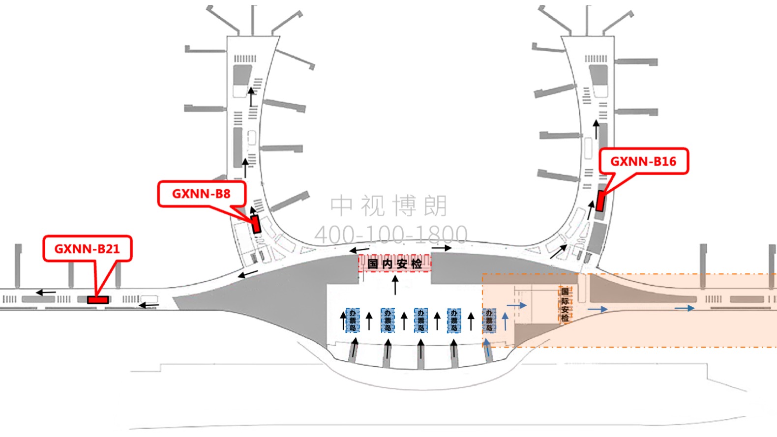 南宁吴圩机场出发候机区墙面灯箱广告