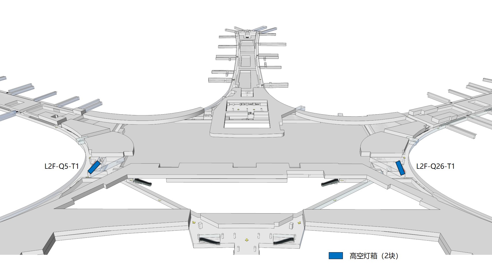青岛机场广告-国内到达通道高空灯箱套装点位图