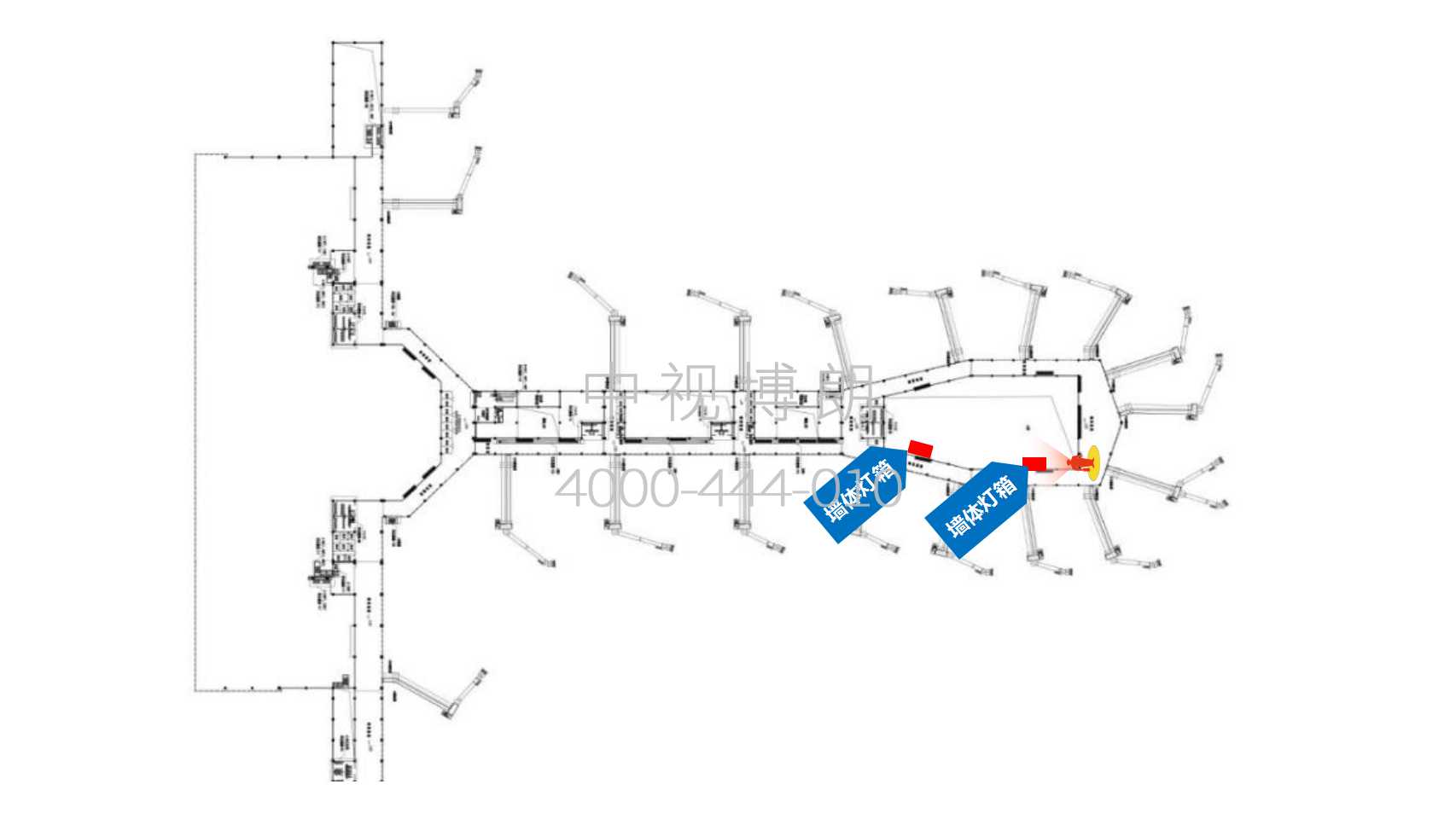 石家庄机场广告-到达夹层通道墙体灯箱6点位图