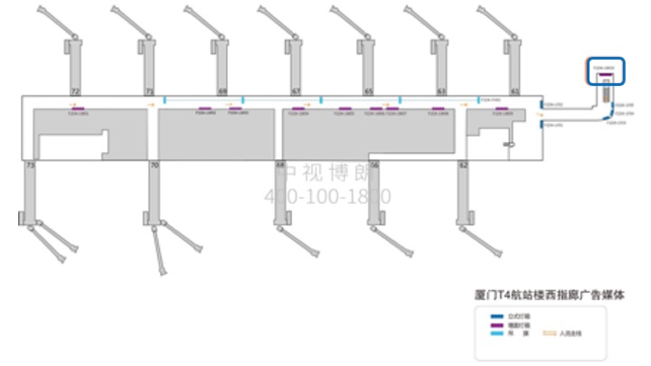 厦门机场广告-T4到达走廊灯箱4点位图